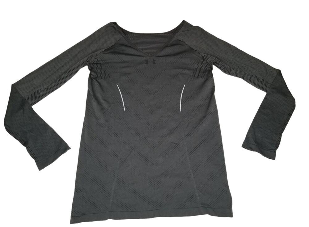 Under Armour Top Womens Large Activewear V Neck Base Layer Fitted Thumbholes